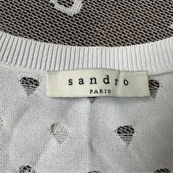 Sandro Paris White Cardigan Sz 2 - Picture 9 of 14